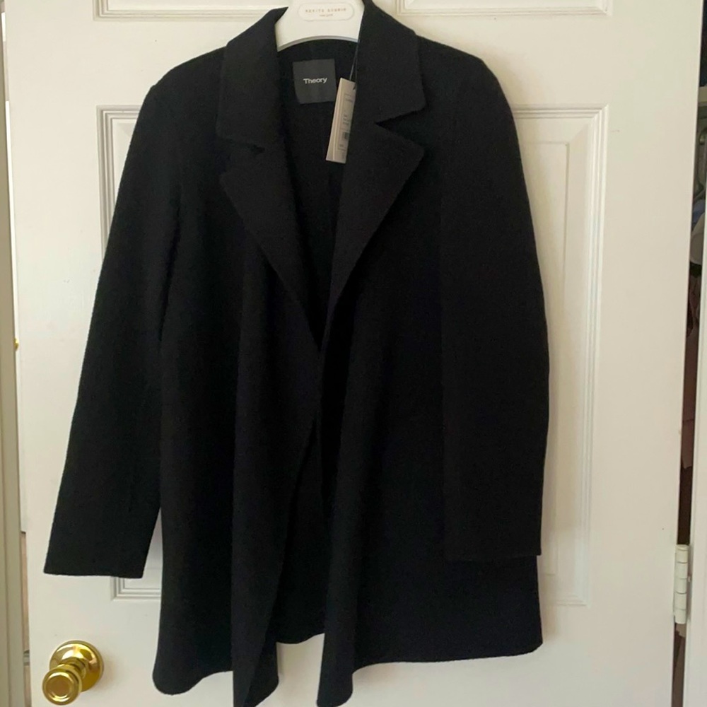 theory brand-new Clairene New Divide Wool-Cashmere Jacket bluestone